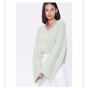 Light Green striped kimono sleeved sweater
